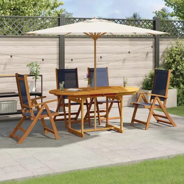 vidaXL 5-delige Tuinset massief acaciahout en textileen bruin, foto 2