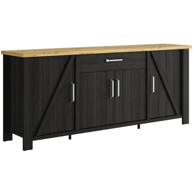 Gami Dressoir Sequoia | 220 x 50 x 93 cm | Artisan Oak-design - Gautier - Gami - Woonkamerkasten - Antraciet - MDF - Woonkamerkasten