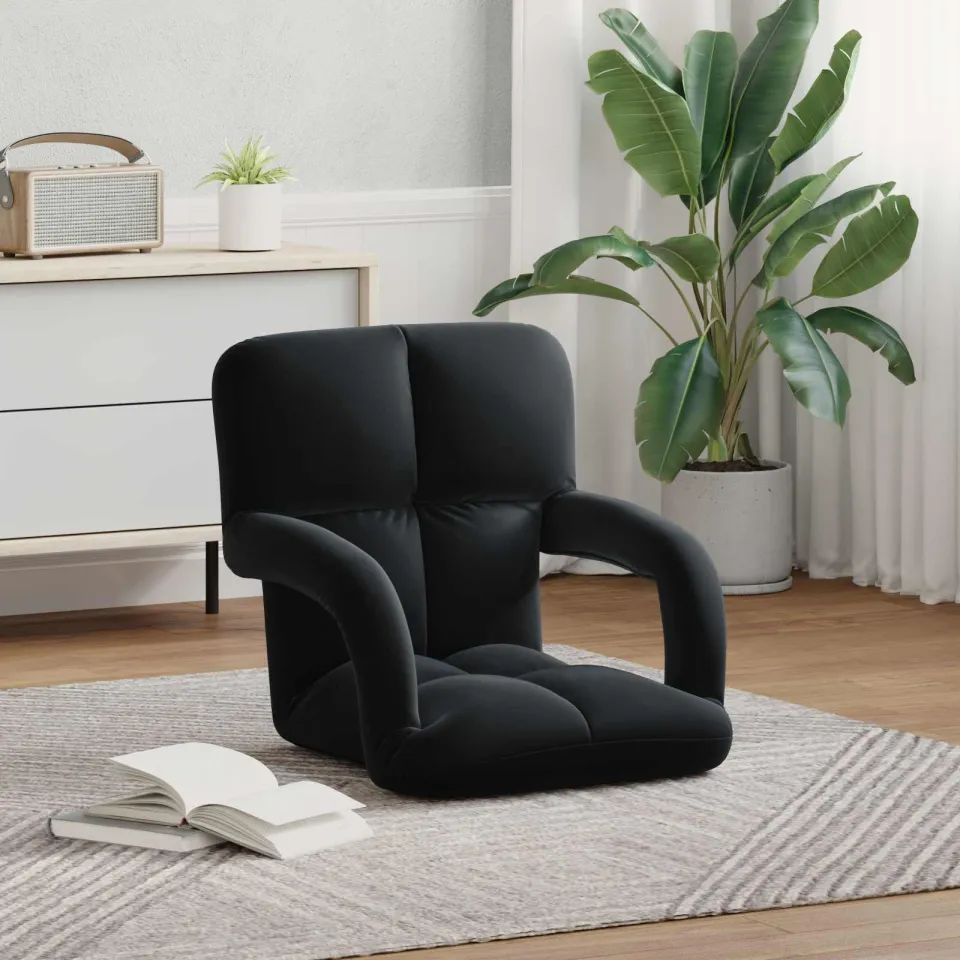 vidaXL Verstelbare vlo stoelen Zwart Fluweel, foto 3
