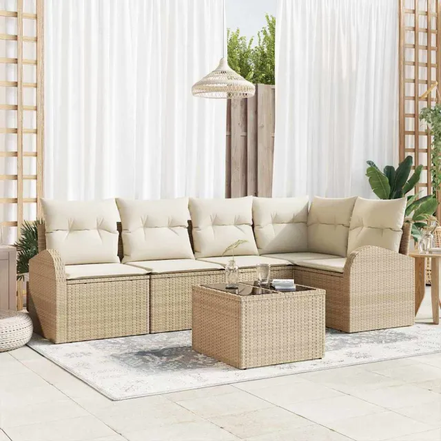 vidaXL Bankstel met kussen Beige Polyester, foto 2