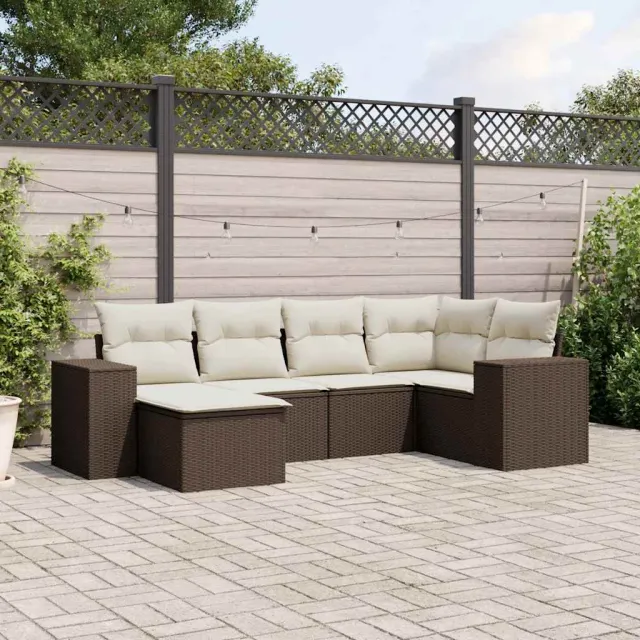 vidaXL 6-delige Loungeset met kussens poly rattan bruin, foto 2