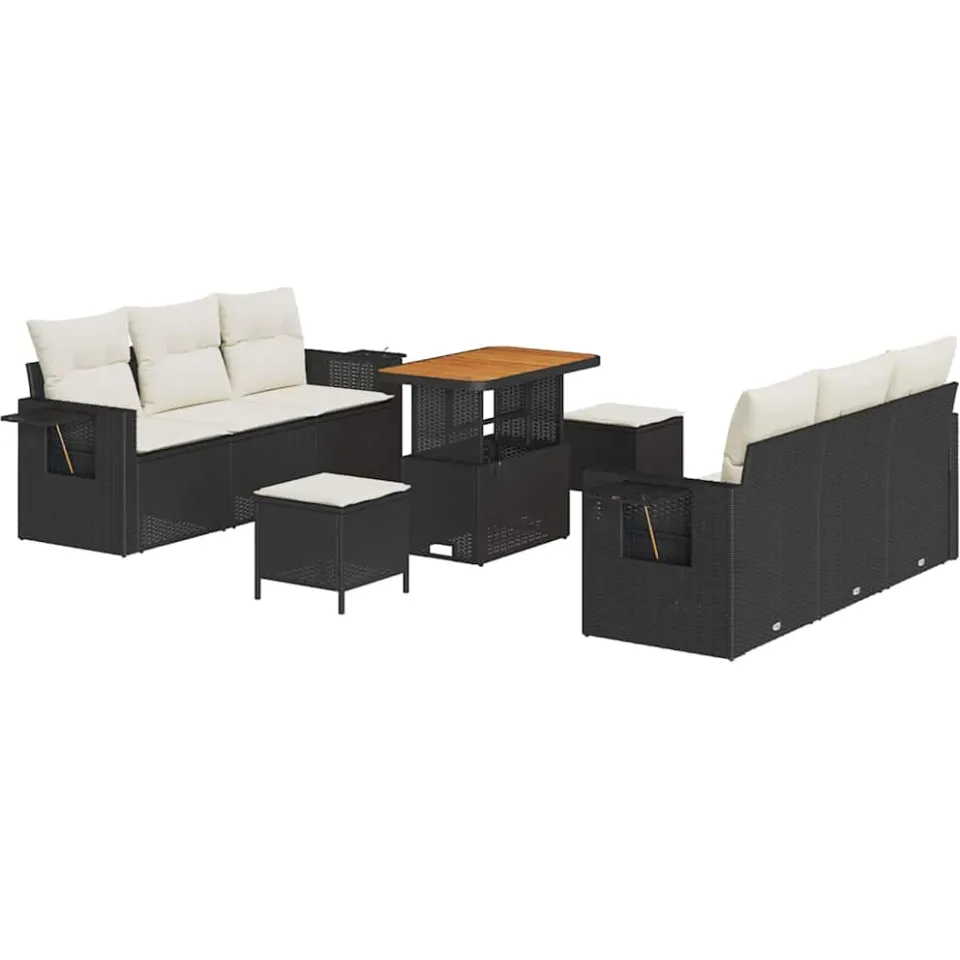 vidaXL Tuin Sofa Set Zwart poly rattan