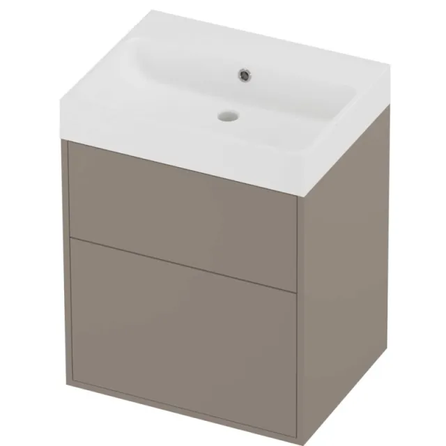 Proline Podium Badmeubelset Polystone Loft 2 Laden 60x46x75 cm Mat White Clay Beige