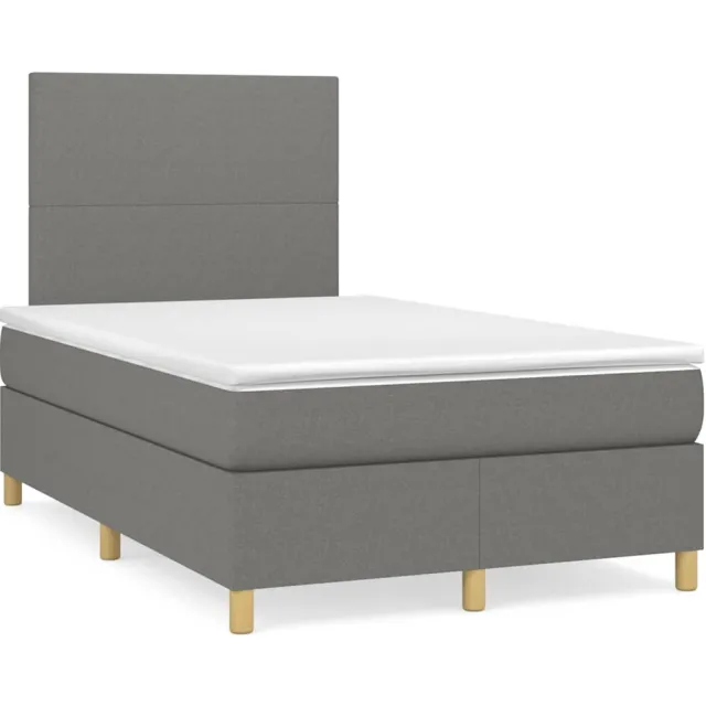 vidaXL Boxspring met matras en LED stof donkergrijs 120x190 cm grijs