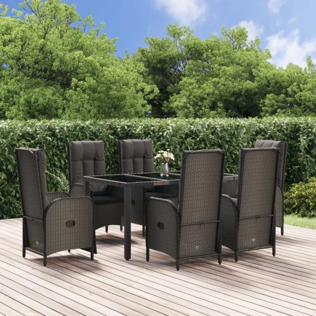 vidaXL 7-delige Tuinset met kussens poly rattan zwart, foto 2