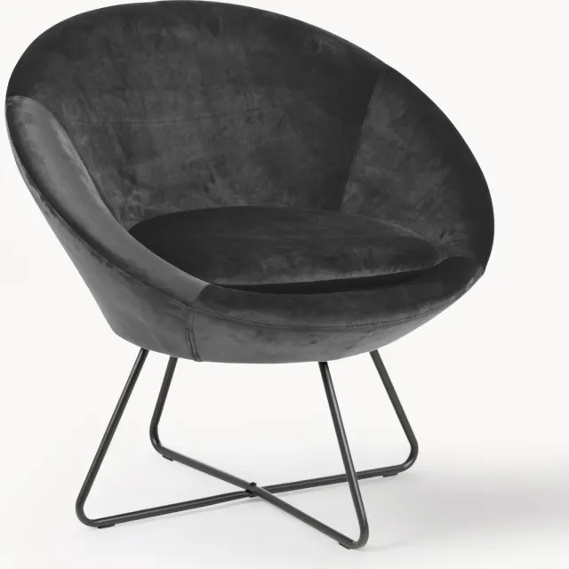AC Design Fluwelen cocktailfauteuil Center Antraciet