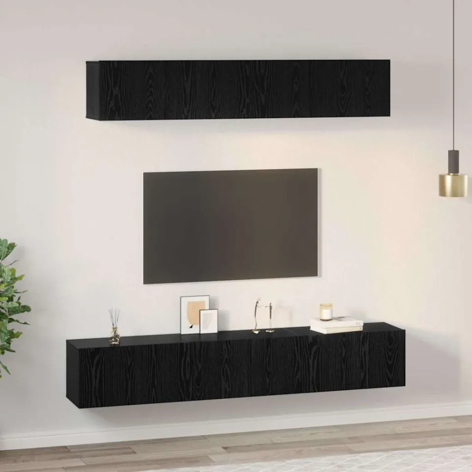 vidaXL Tv-meubelset 5 st 80 x 30 x 30 cm Zwart Eiken, foto 4