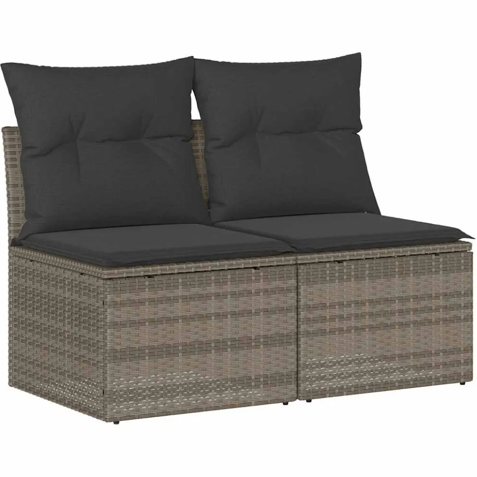 vidaXL 2-delige Loungeset met kussens poly rattan acacia lichtgrijs