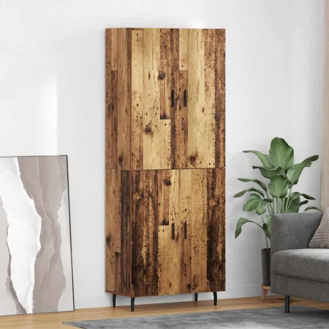 vidaXL Hoge kast 2 st Oud Hout 69,5 x 34 x 180 cm Bewerkt hout bruin, foto 2