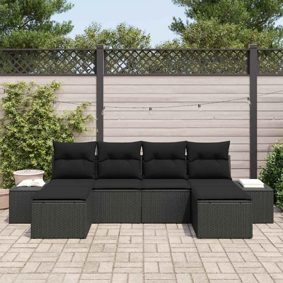 vidaXL Tuin Sofa Set 4 st Zwart poly rattan, foto 3