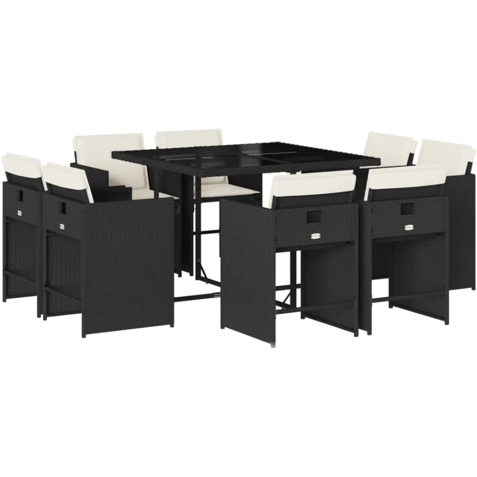 vidaXL 9-delige Tuinset poly rattan zwart, foto 4