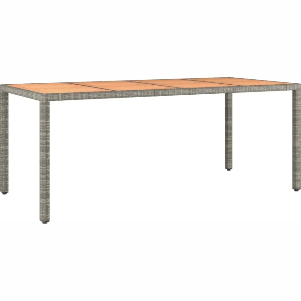 vidaXL Tuintafel met houten blad poly ratten en acaciahout grijs, foto 3