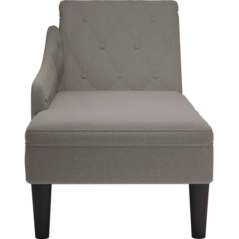 vidaXL Chaise longue met kussen en rechterarmleuning stof taupe, foto 4