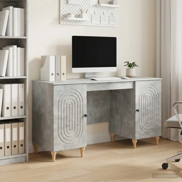 vidaXL Bureau Betongrijs 142,5 x 50 x 75 cm Bewerkt hout