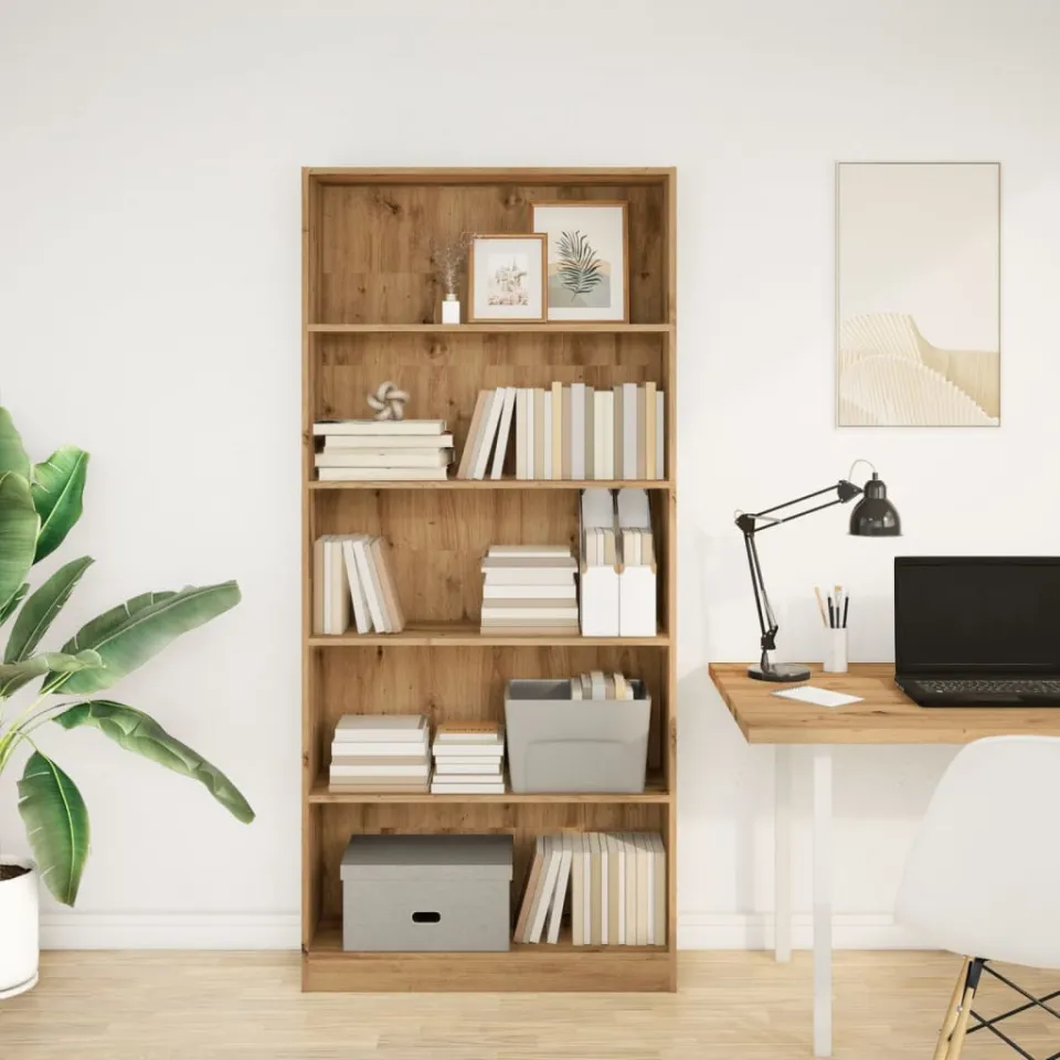 vidaXL Boekenkast 80x24x176 cm bewerkt hout artisanaal eikenkleurig, foto 2