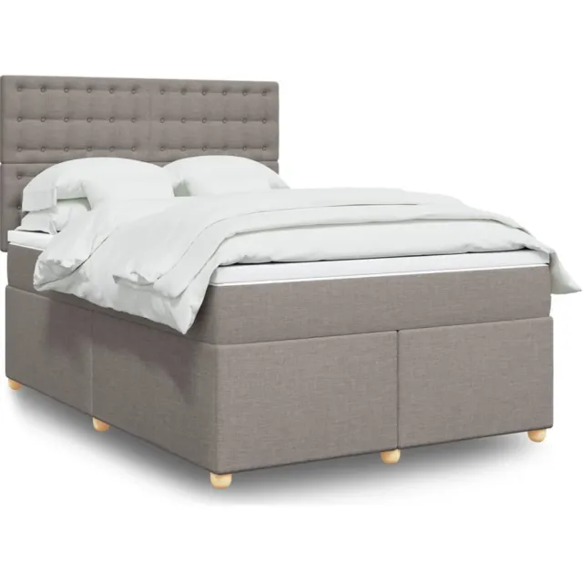 vidaXL Boxspring met matras stof taupe 140x200 cm