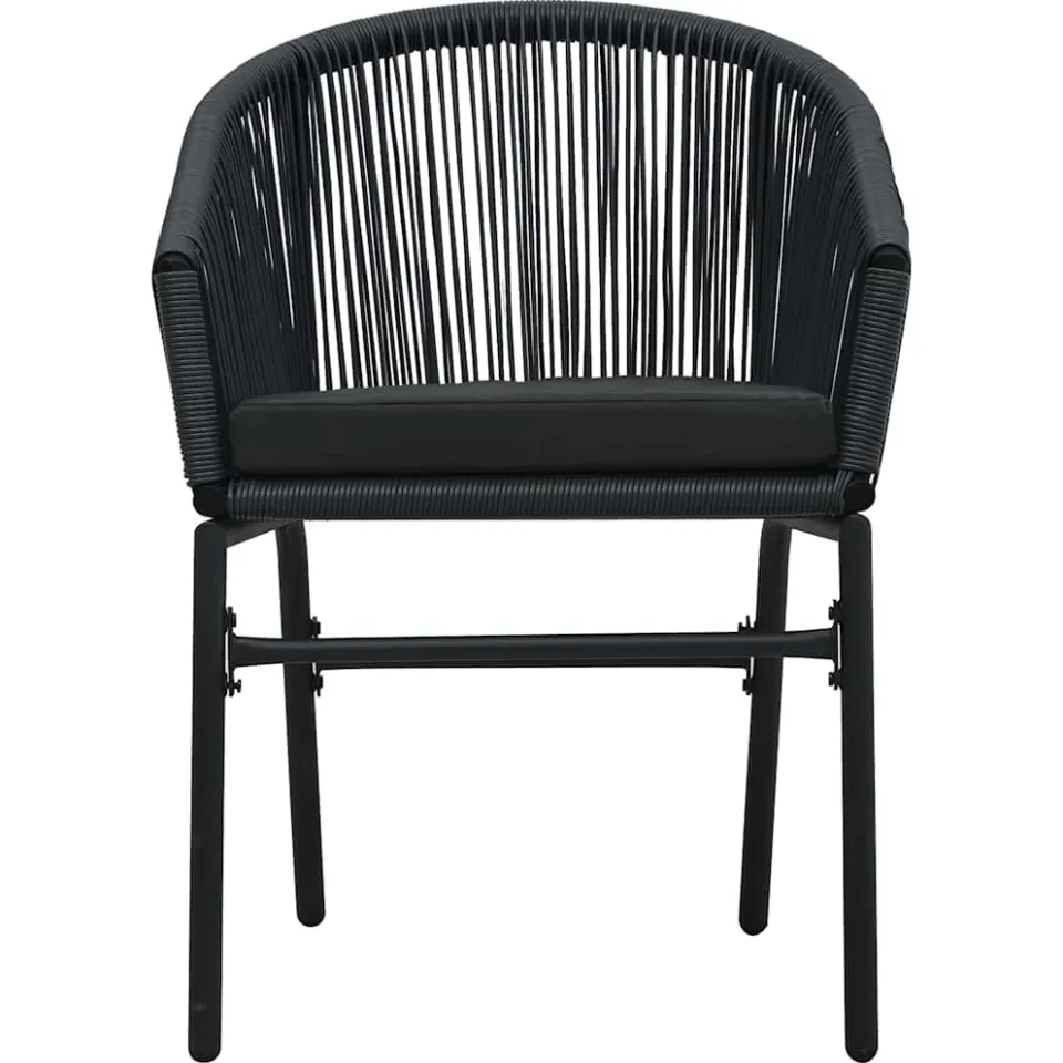 vidaXL 3-delige Bistroset met kussens PE-rattan zwart, foto 4