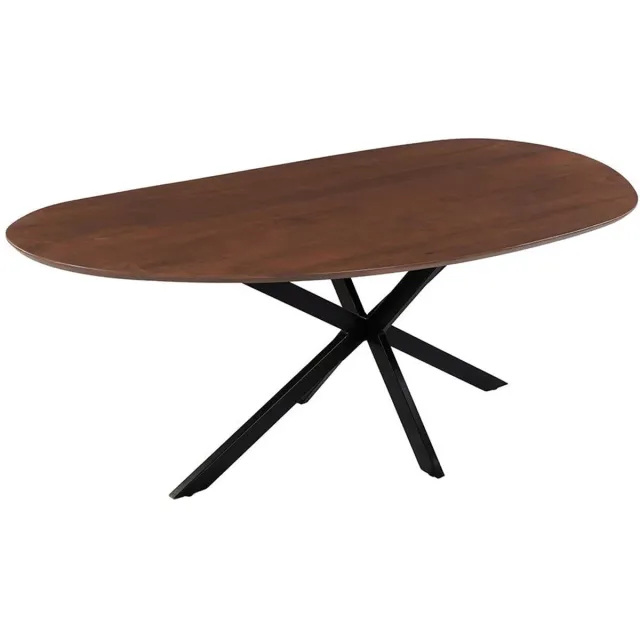 Mahom Mangohouten Eettafel Organisch Alessia 210x100 cm Walnoot Mahom Industrieel - Dinertafel van Mangohout & Metaal - Industriële Eettafel Bruin