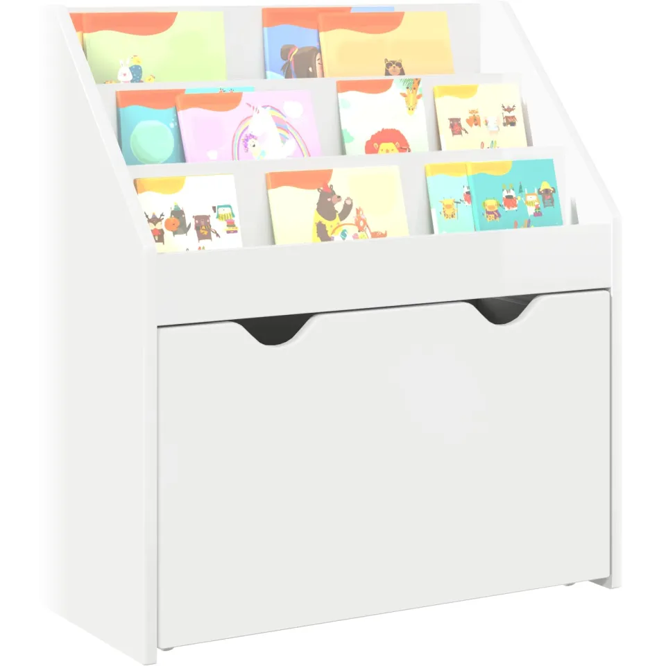 vidaXL Kinderen Boekenkast met lade Hoogglans wit 60 x 29,5 x 69 cm