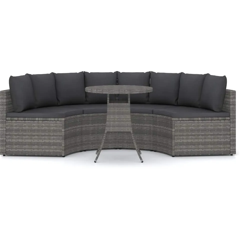 vidaXL 5-delige Loungeset met kussens poly rattan grijs