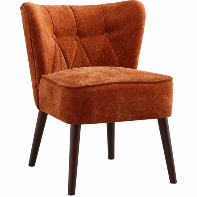 C. , R. E. CORE Velvet Accentstoel - Moderne Armloze Loungestoel in Mid-Century Design - Luxe Fluwelen Bekleding - 51.5x68.5x74cm - Bruin