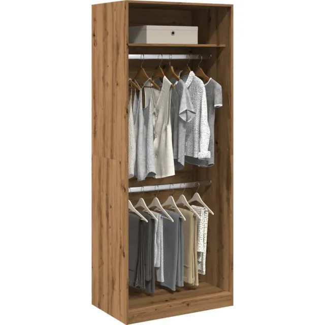 vidaXL Kledingkast 80x50x200 cm bewerkt hout artisanaal eikenkleur Bruin