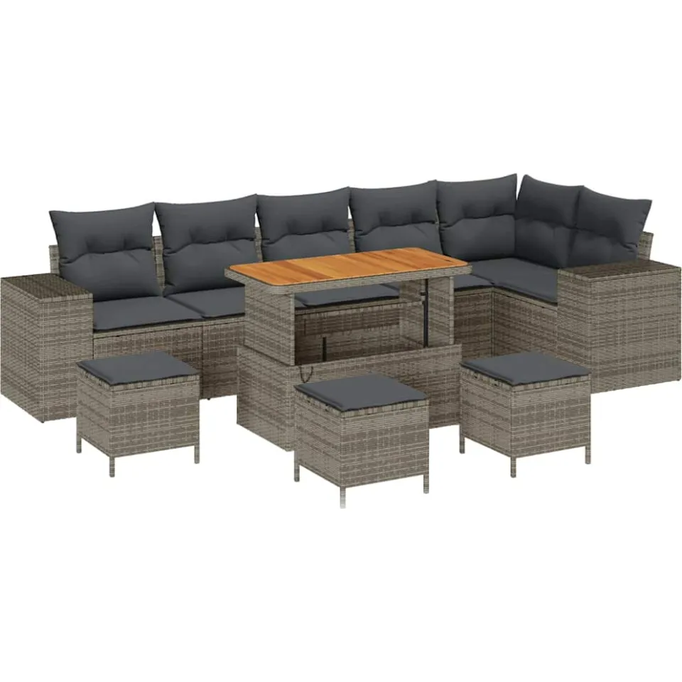 vidaXL Tuin Sofa Set 10 st Grijs poly rattan