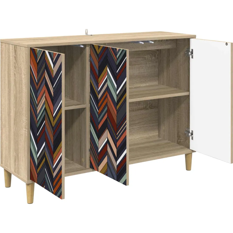vidaXL Dressoir OMMEN Sonoma 102 x 33 x 75 cm Bewerkt hout Bruin