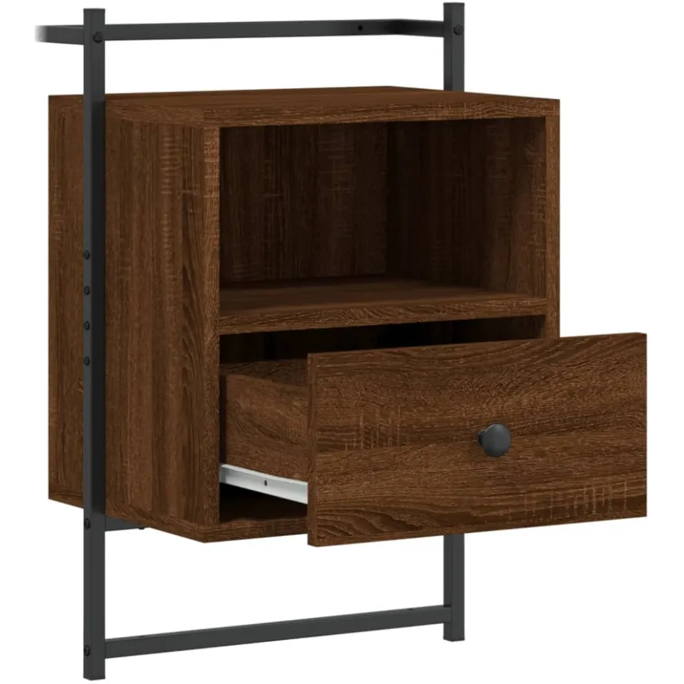 vidaXL Nachtkastjes 2 st wandgemonteerd 40x30x61 cm hout bruineiken
