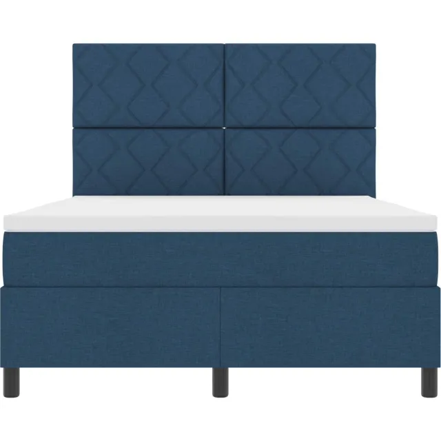 vidaXL Boxspring bed met LED-stripverlichting Blauw 160 x 200 cm Stof