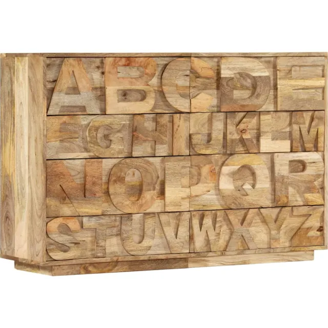 vidaXL Alfabetkast met 6 lades 120x35x79 cm massief mangohout Bruin
