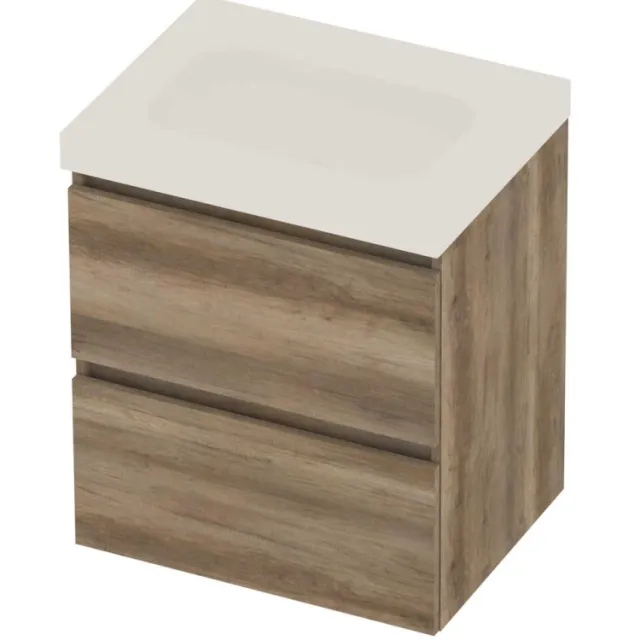 Basic-Line Moby 46 Badmeubelset Polystone Zonder Kraangat 60x46x66 cm Scotch Oak Mat Zwart