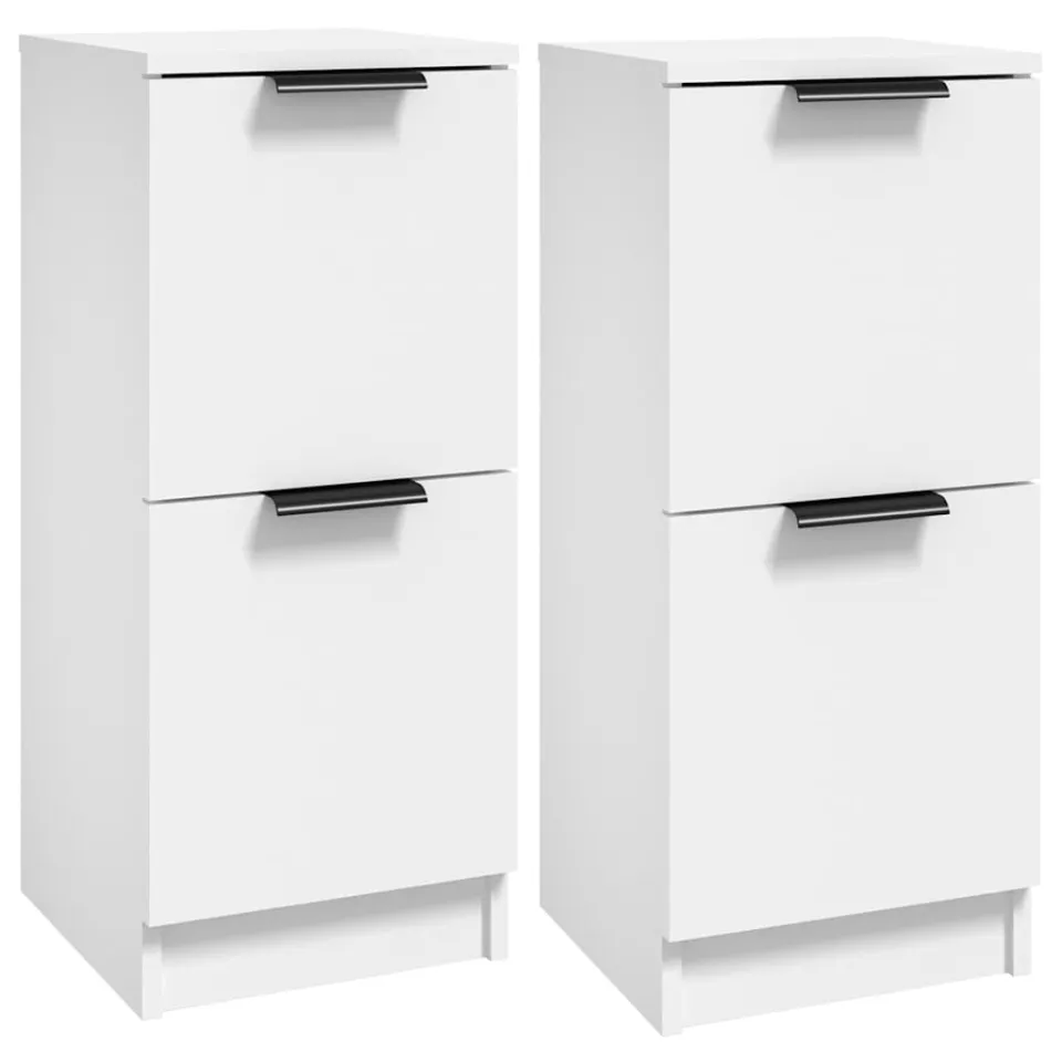 vidaXL Dressoirs 2 st 30x30x70 cm bewerkt hout wit, foto 3