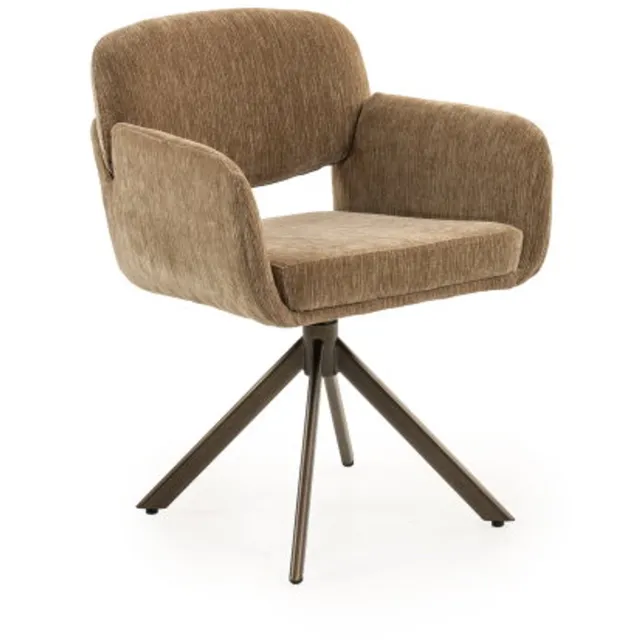 Moods Collection Eetkamerstoel Venice draaibaar Venus anodic bruin - Be straight beige 170 warm beige