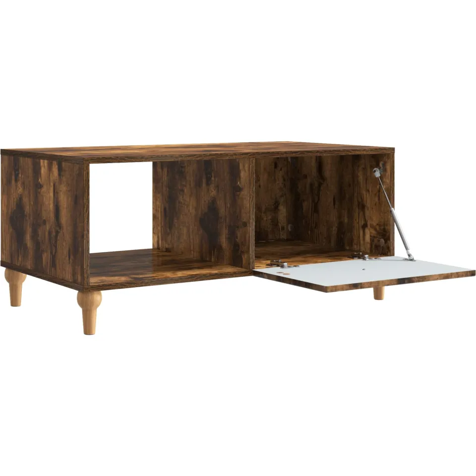 vidaXL Salontafel Gerookt eiken 90 x 50 x 40 cm Bewerkt hout, foto 3
