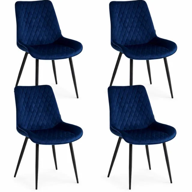 Colenis Adama Eetkamerstoel - Set Van 6 - Blauw - Fluweel - Velvet - Industrieel