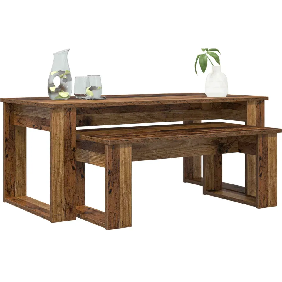 vidaXL Koffietafel Set 2 st Oudhout 100 x 50 x 42 cm Bewerkt hout Bruin