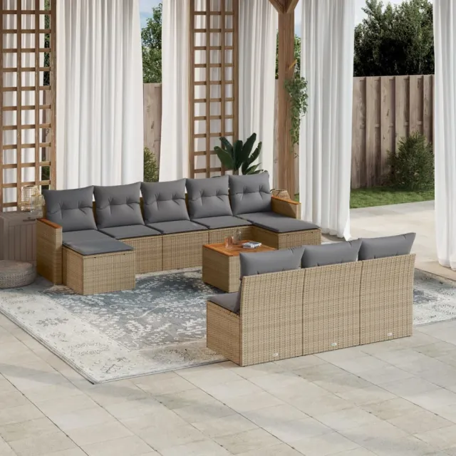 vidaXL Patio Sofa Set 10-zits Gemengd beige, foto 2