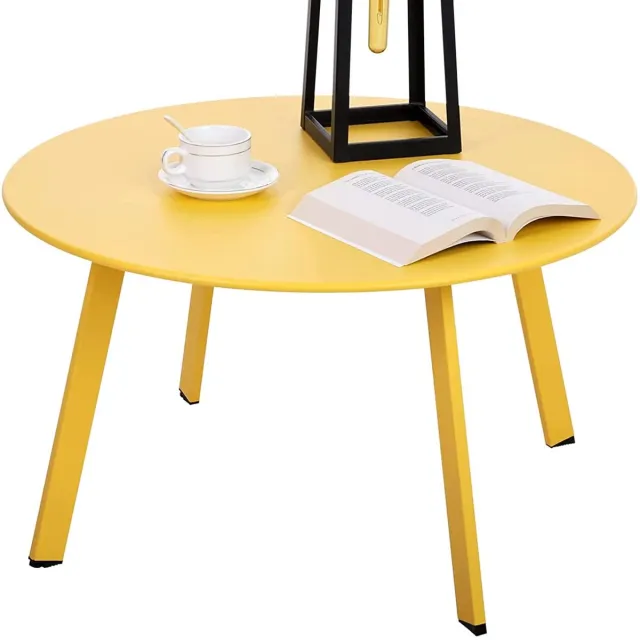 Ibenzoa Ronde Metalen Tuin- en Salontafel - Ø 70 x 40 cm (Geel)