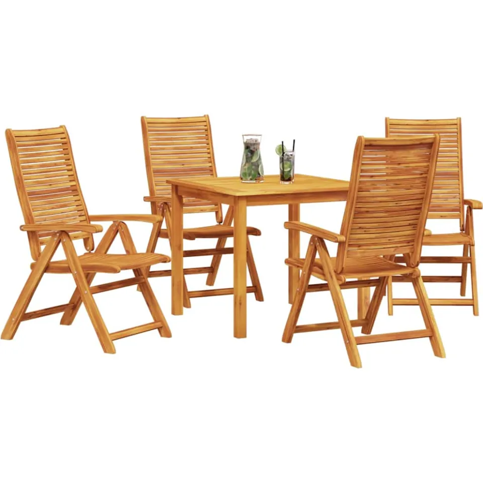 vidaXL Tuin eettafelset 5 st Bruin Massief Acaciahout