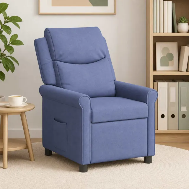 vidaXL Ligstoel Jeans Blauw 69 x 93 x 102 cm Stof, foto 2