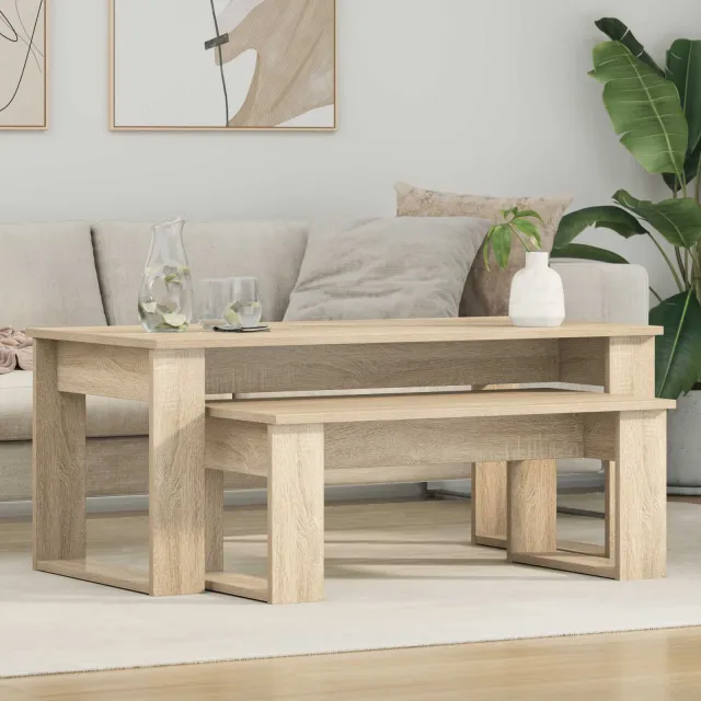 vidaXL Koffietafel Set 2 st Sonoma Eiken 100 x 50 x 42 cm Bewerkt hout, foto 2