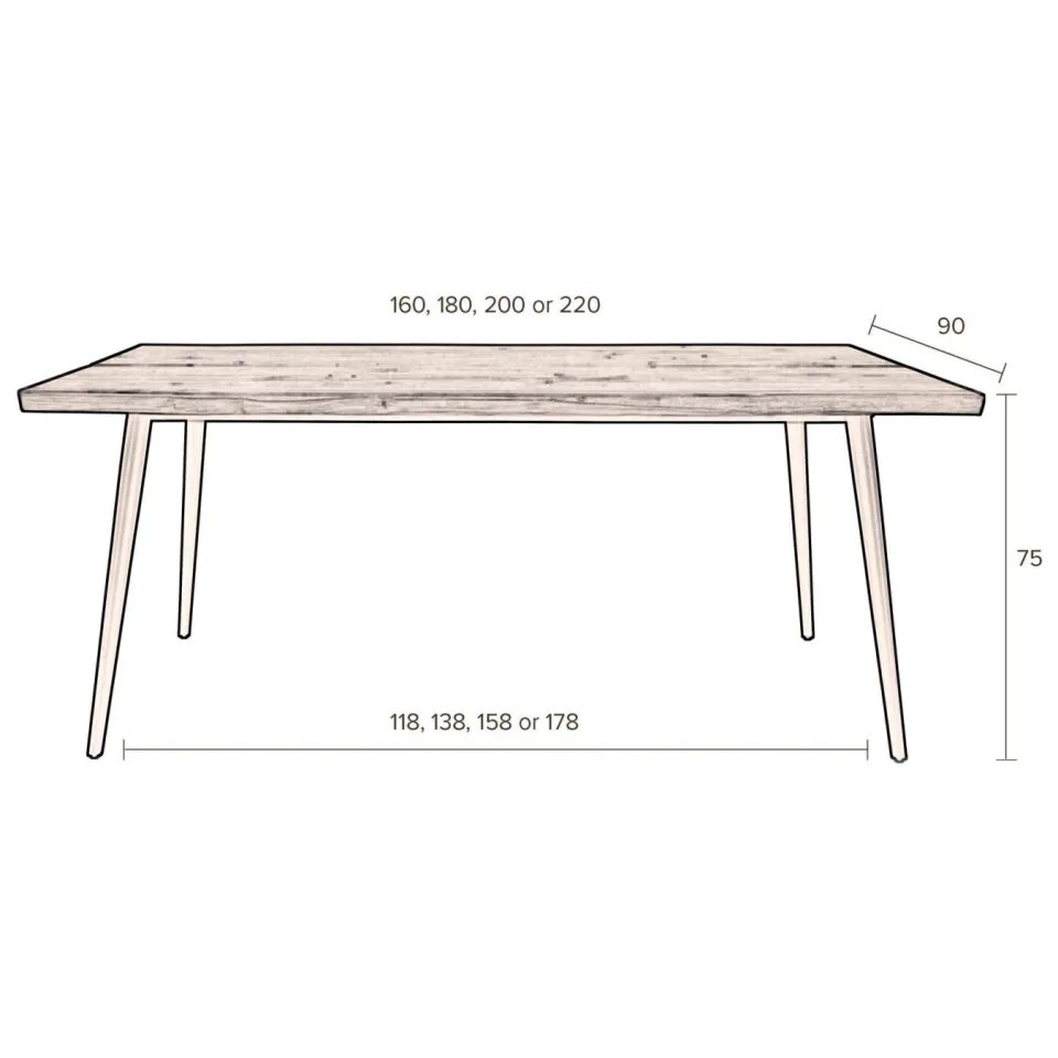 Dutchbone eetkamertafel Alagon (200x90 cm) bruin, foto 2