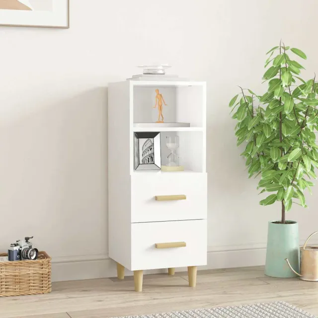 vidaXL Dressoir 34,5x34x90 cm bewerkt hout hoogglans wit, foto 2