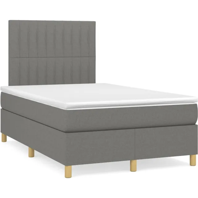 vidaXL Boxspring met matras en LED stof donkergrijs 120x190 cm grijs