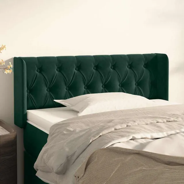 vidaXL Hoofdbord met randen 93x16x78/88 cm fluweel donkergroen groen