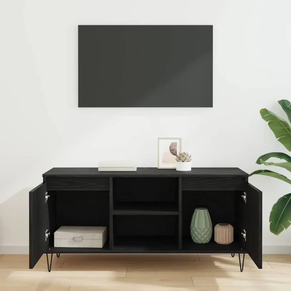 vidaXL TV-kast 104 x 35 x 50 cm Zwart Eiken Bewerkt hout, foto 4