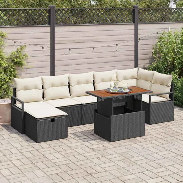 vidaXL Tuinbankenset 8 st Zwart poly rattan, foto 2