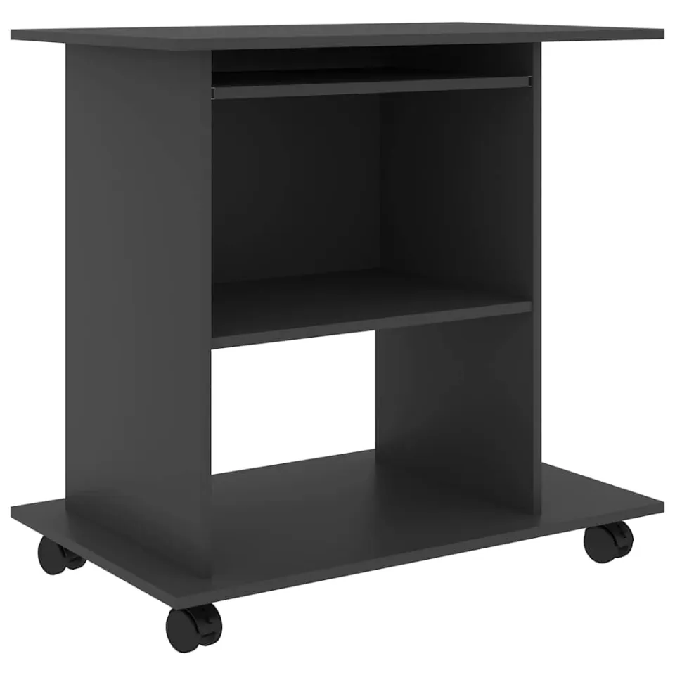 vidaXL Computerbureau 80x50x75 cm spaanplaat grijs, foto 3