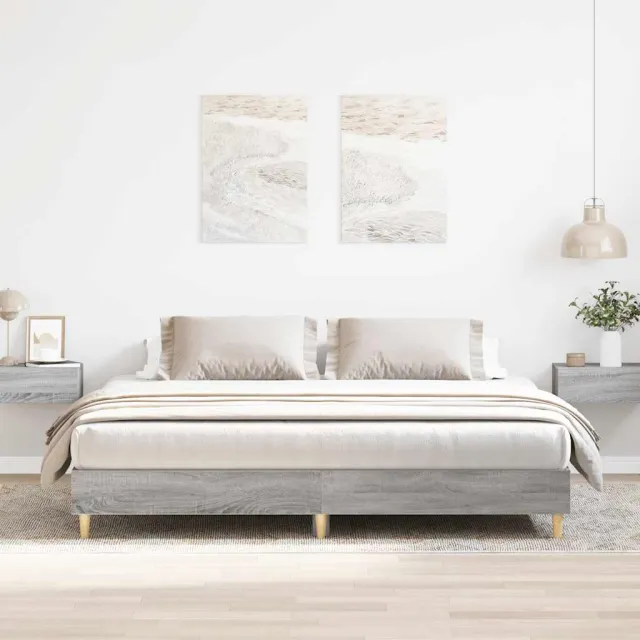 vidaXL Bedframe zonder matras 160x200 cm spaanplaat grijs Sonoma